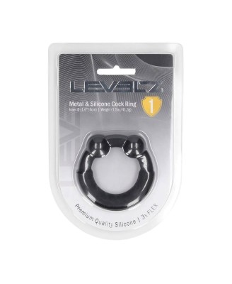 Metal and Silicone Cockring - Black