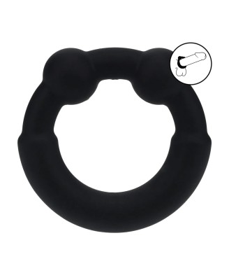 Metal and Silicone Cockring - Black