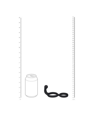 Silicone Double Cockring with Anal Stimulator - Black
