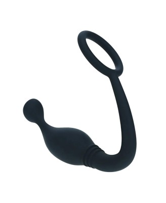 Silicone Cockring with Prostate Stimulator - S - Black