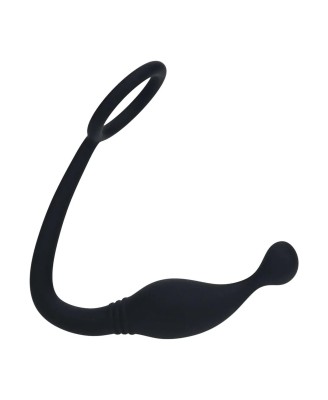 Silicone Cockring with Prostate Stimulator - S - Black