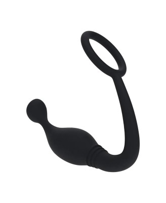 Silicone Cockring with Prostate Stimulator - L - Black