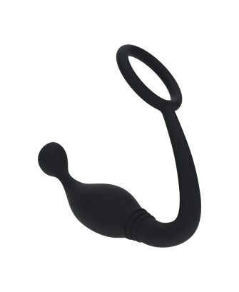 Silicone Cockring with Prostate Stimulator - L - Black