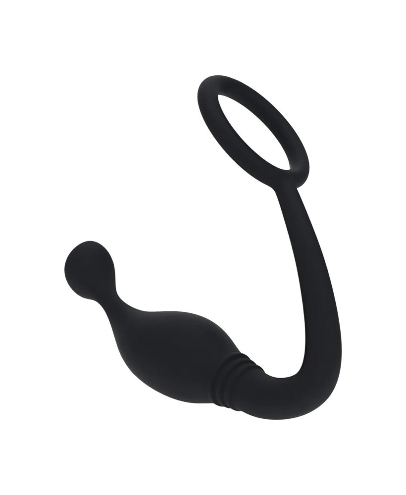 Silicone Cockring with Prostate Stimulator - L - Black