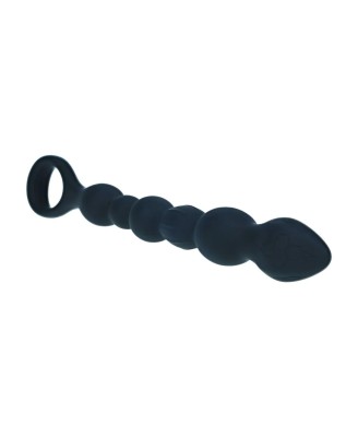 Beaded Snake Silicone Anal Probe with Loop - Black