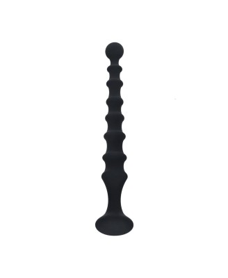 Ribbed Silicone Flared Anal Probe - Black