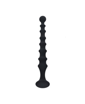 Ribbed Silicone Flared Anal Probe - Black