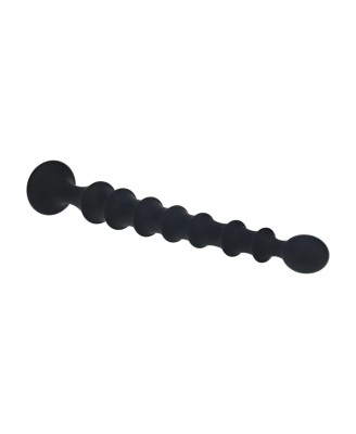 Ribbed Silicone Flared Anal Probe - Black