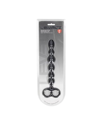Beaded Silicone Anal Probe with Double Loop - Black