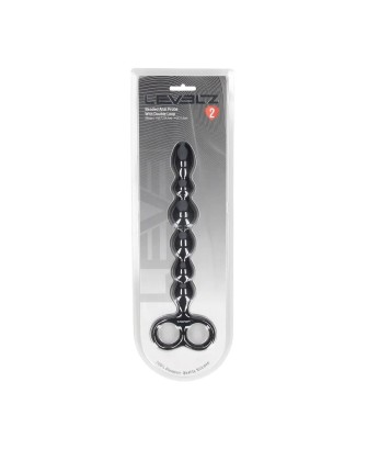 Beaded Silicone Anal Probe with Double Loop - Black
