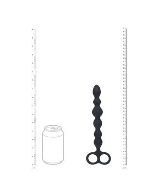 Beaded Silicone Anal Probe with Double Loop - Black