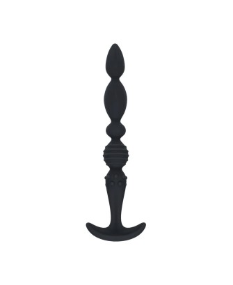 Multi Textured Silicone Flared Anal Probe - Black