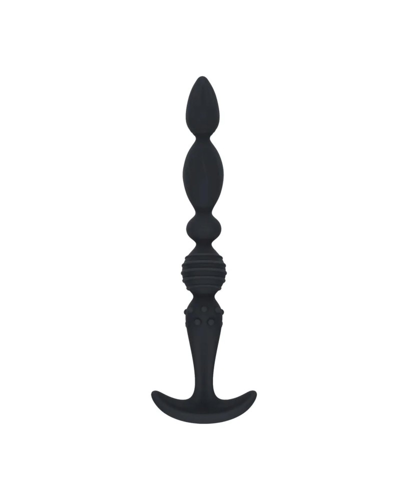 Multi Textured Silicone Flared Anal Probe - Black