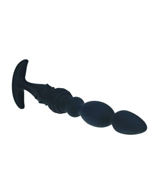 Multi Textured Silicone Flared Anal Probe - Black