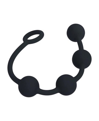 Round Silicone Anal Balls - M - 30mm - Black