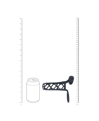 Vibrating Cage Silicone Cock Sleeve and Ball Ring - Black