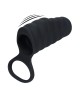 Vibrating Ribbed Silicone Cock Sleeve and Ball Ring - Black