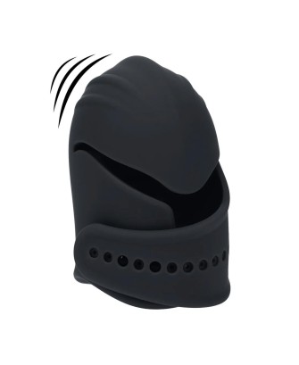 Adjustable Vibrating Silicone Penis Head Stimulator - Black