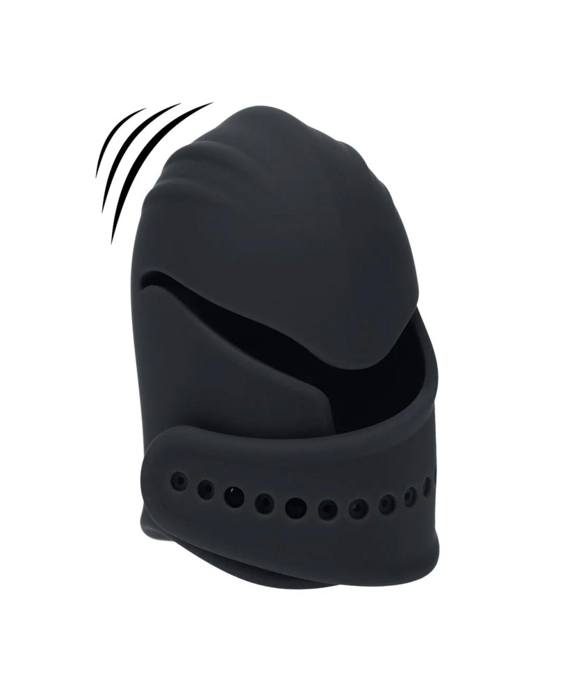 Adjustable Vibrating Silicone Penis Head Stimulator - Black