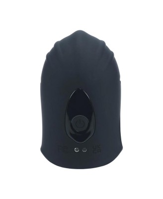 Adjustable Vibrating Silicone Penis Head Stimulator - Black