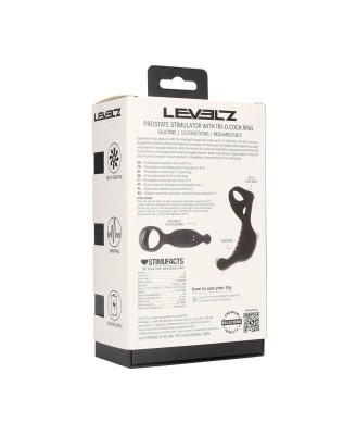 Vibrating Silicone Prostate Stimulator with Tri O Cockring - Black