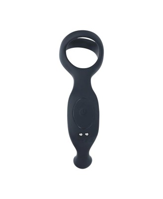 Vibrating Silicone Prostate Stimulator with Tri O Cockring - Black