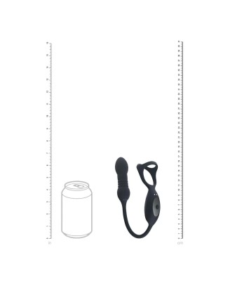 Vibrating and Thrusting Silicone Tri O Cockring with Prostate Stimulator - Black
