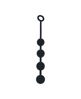 Round Silicone Anal Balls - L - 40mm - Black