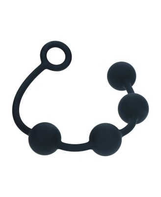 Round Silicone Anal Balls - L - 40mm - Black