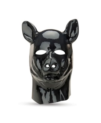 Latex Pig Hood - Black