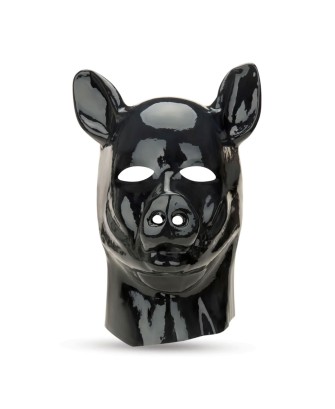 Latex Pig Hood - Black