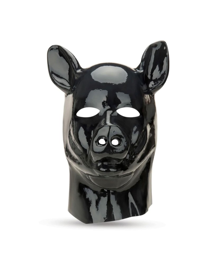 Latex Pig Hood - Black