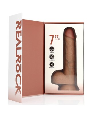 Vibrating Regular Straight Cock with Balls - 7" / 18 cm - Tan