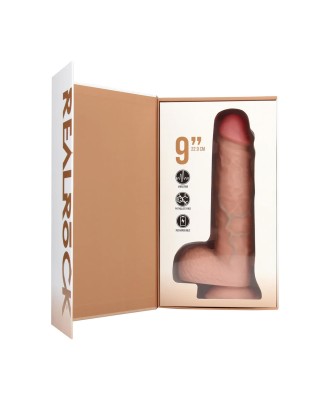Vibrating Regular Straight Cock with Balls - 23 cm - Flesh