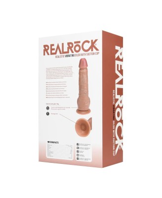 Vibrating Regular Straight Cock with Balls - 23 cm - Tan