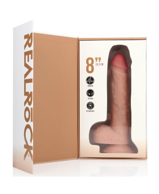 Vibrating and Rotating Straight Cock with Balls - 8 / 20,5 cm - Flesh
