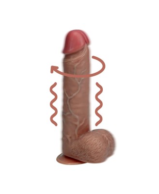 Vibrating and Rotating Straight Cock with Balls - 8" / 20,5 cm - Tan