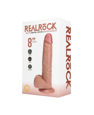 Vibrating and Rotating Straight Cock with Balls - 8" / 20,5 cm - Tan