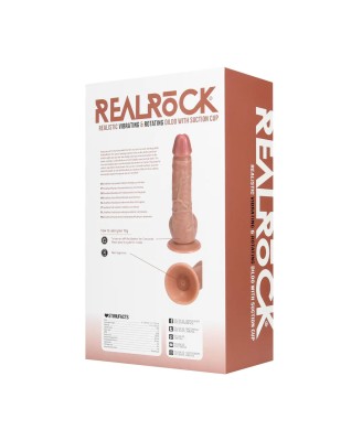 Vibrating and Rotating Straight Cock with Balls - 8" / 20,5 cm - Tan