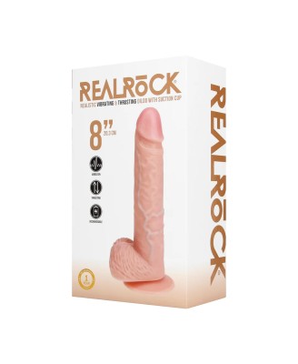 Vibrating and Thrusting Straight Cock with Balls - 8" / 20,5 cm - Flesh