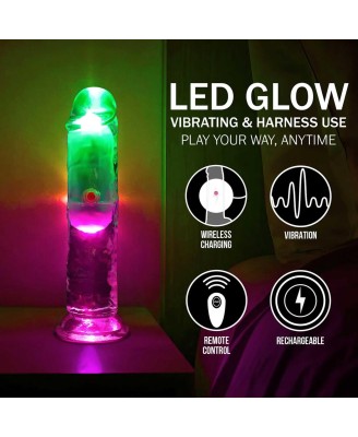 LED Vibrating Straight Cock - 15 cm - Transparent