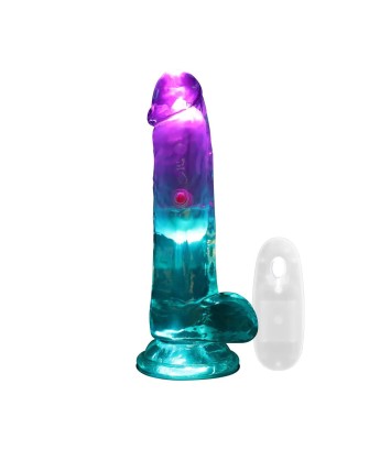 LED Vibrating Straight Cock with Balls - 15 cm - Transparent