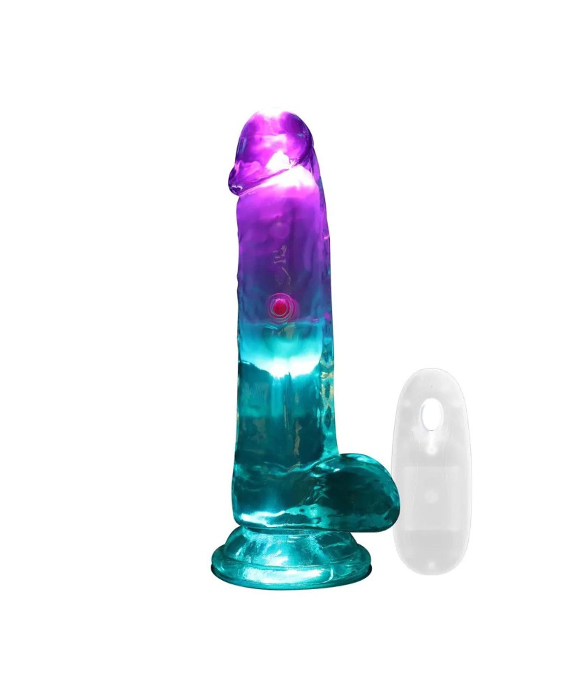 LED Vibrating Straight Cock with Balls - 15 cm - Transparent