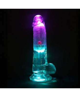 LED Vibrating Straight Cock with Balls - 15 cm - Transparent