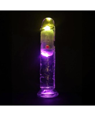 LED Vibrating Straight Cock - 18 cm - Transparent