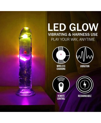 LED Vibrating Straight Cock - 18 cm - Transparent