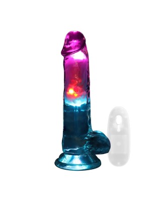 LED Vibrating Straight Cock with Balls - 7" / 18 cm - Transparent