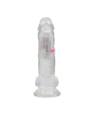 LED Vibrating Straight Cock with Balls - 7" / 18 cm - Transparent