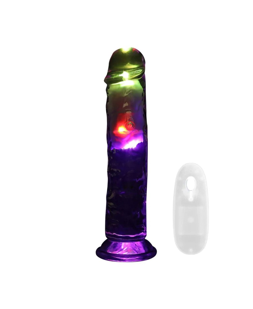 LED Vibrating Straight Cock - 20 cm - Transparent