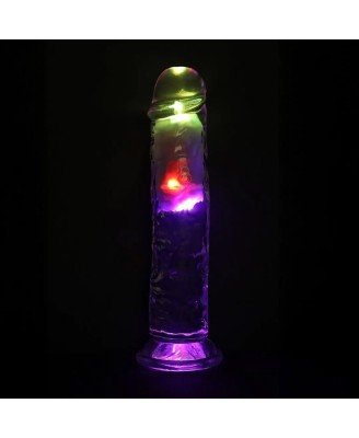 LED Vibrating Straight Cock - 20 cm - Transparent